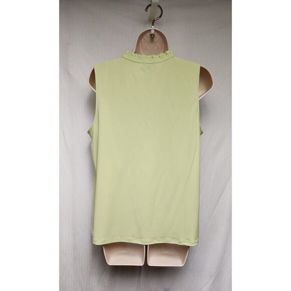 Ann Taylor Factory Lime Green Sleeveless Front Tie Flowry Top Size Medium - Picture 3 of 6